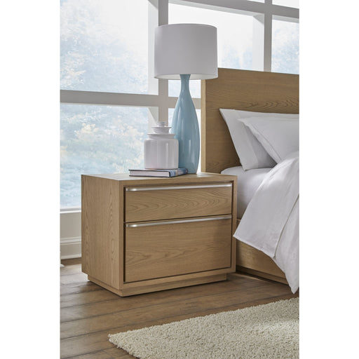 Modus Furniture One Coastal Modern Two Drawer USB Charging Nightstand in Bisque 655450404788 JVLH81 Main Image