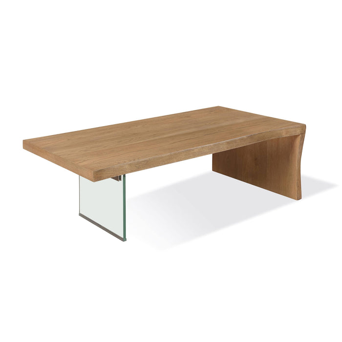 Modus One Live-Edge White Oak and Glass Coffee Table in Bisque Image 2