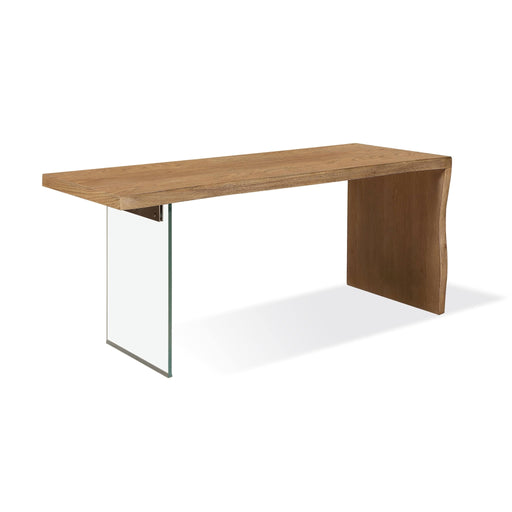 Modus One Live-Edge White Oak and Glass Console Table in Bisque Image 1
