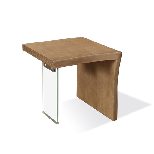 Modus One Live-Edge White Oak and Glass End Table in BisqueMain Image