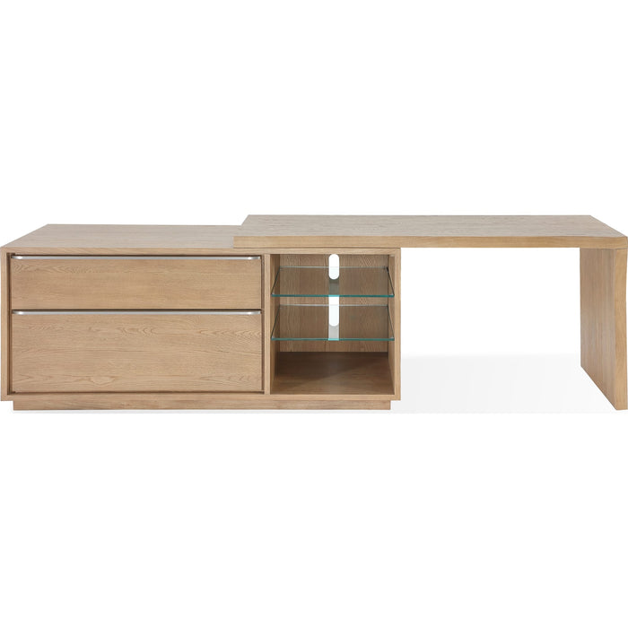 Modus Furniture One Live Edge Edge Executive Desk in White Oak and Glass 655450404610 JVLH12 Image 1