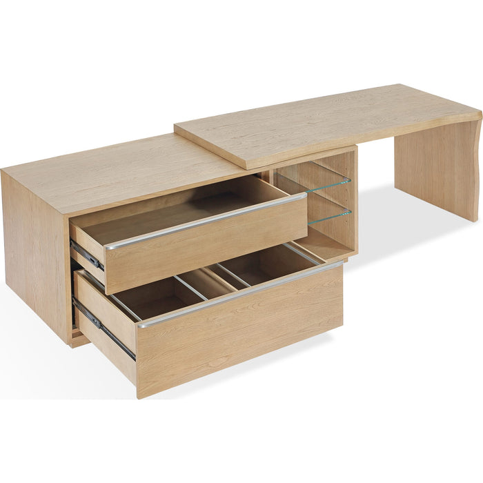 Modus Furniture One Live Edge Edge Executive Desk in White Oak and Glass 655450404610 JVLH12 Image 3