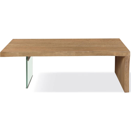 Modus Furniture One Live Edge White Oak and Glass Coffee Table in Bisque 655450404665 JVLH21 Image 1