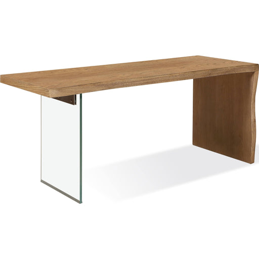 Modus Furniture One Live Edge White Oak and Glass Console Table in Bisque 655450404689 JVLH23 Image 1