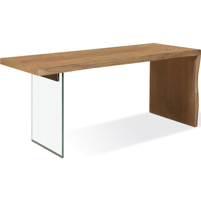 Modus Furniture One Live Edge White Oak and Glass Console Table in Bisque 655450404689 JVLH23 Image 1