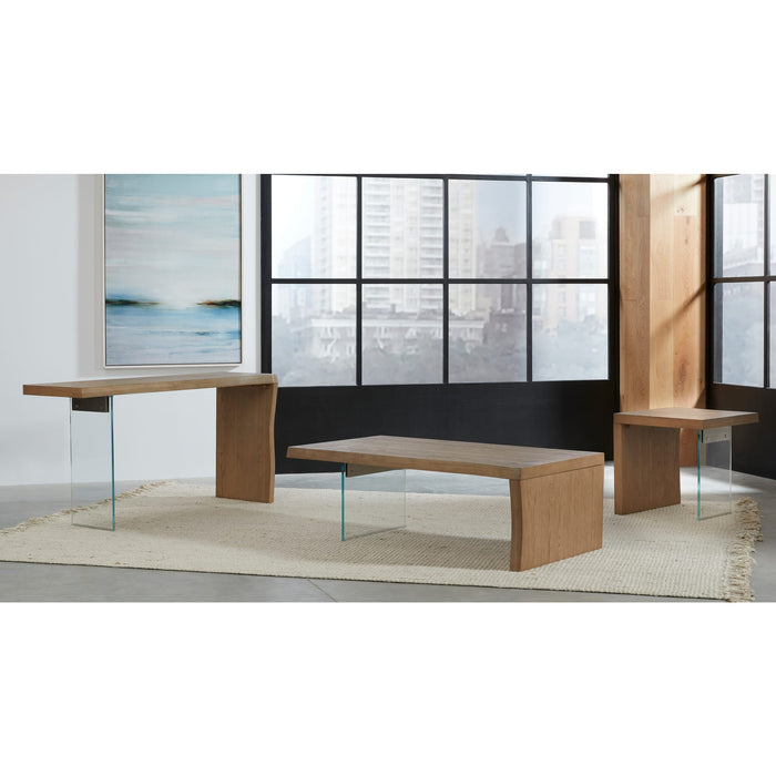 Modus Furniture One Live Edge White Oak and Glass Console Table in Bisque 655450404689 JVLH23 Image 4