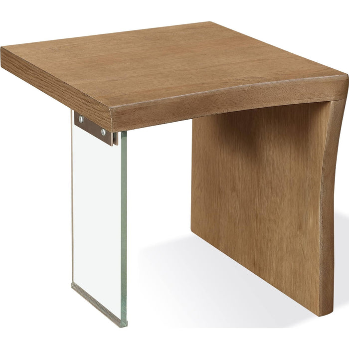 Modus Furniture One Live Edge White Oak and Glass End Table in Bisque 655450404672 JVLH22 Image 1