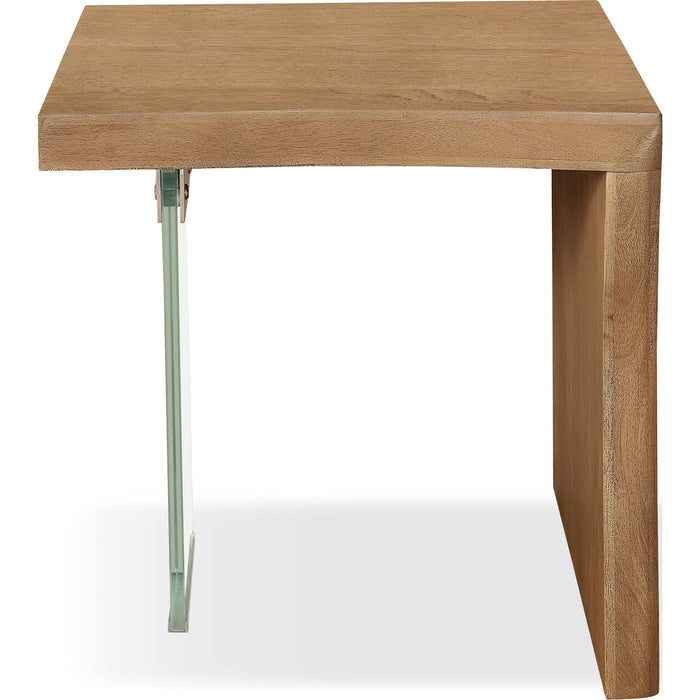 Modus Furniture One Live Edge White Oak and Glass End Table in Bisque 655450404672 JVLH22 Image 2