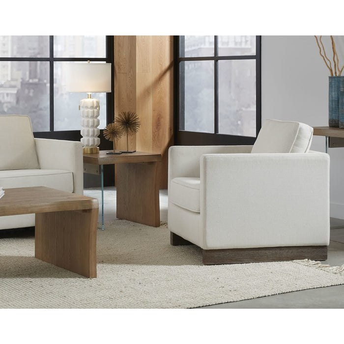 Modus Furniture One Live Edge White Oak and Glass End Table in Bisque 655450404672 JVLH22 Main Image