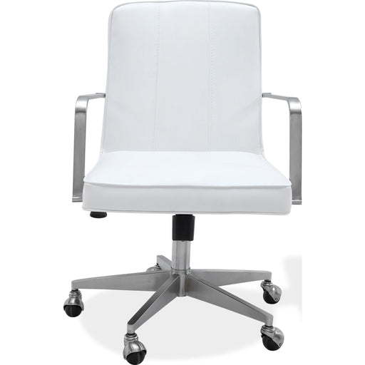 Modus Furniture One Metal Frame Home Office Chair in Brushed Stainless Steel and White Leather 655450404290 JVA417 Image 1