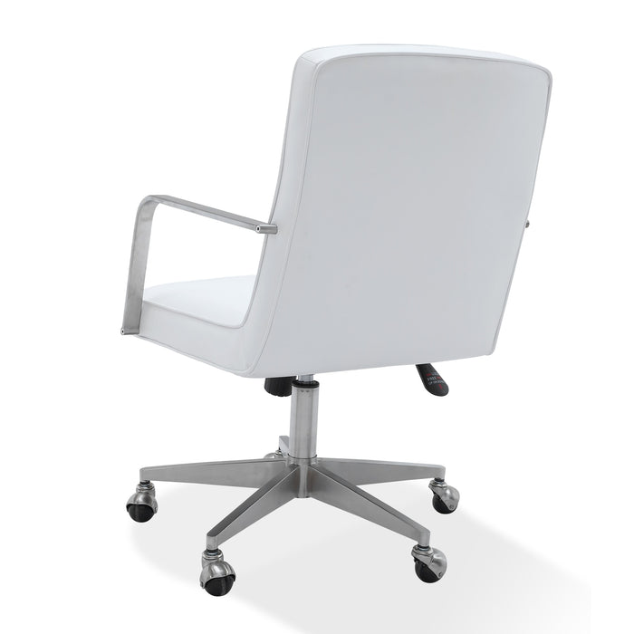 Modus One Metal Frame Home Office Chair in Brushed Stainless Steel and White LeatherImage 3