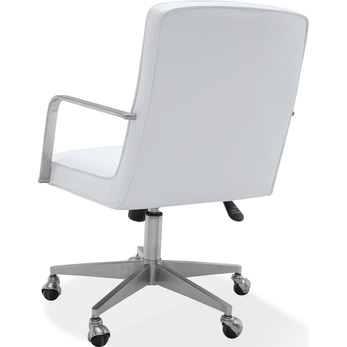 Modus Furniture One Metal Frame Home Office Chair in Brushed Stainless Steel and White Leather 655450404290 JVA417 Image 3