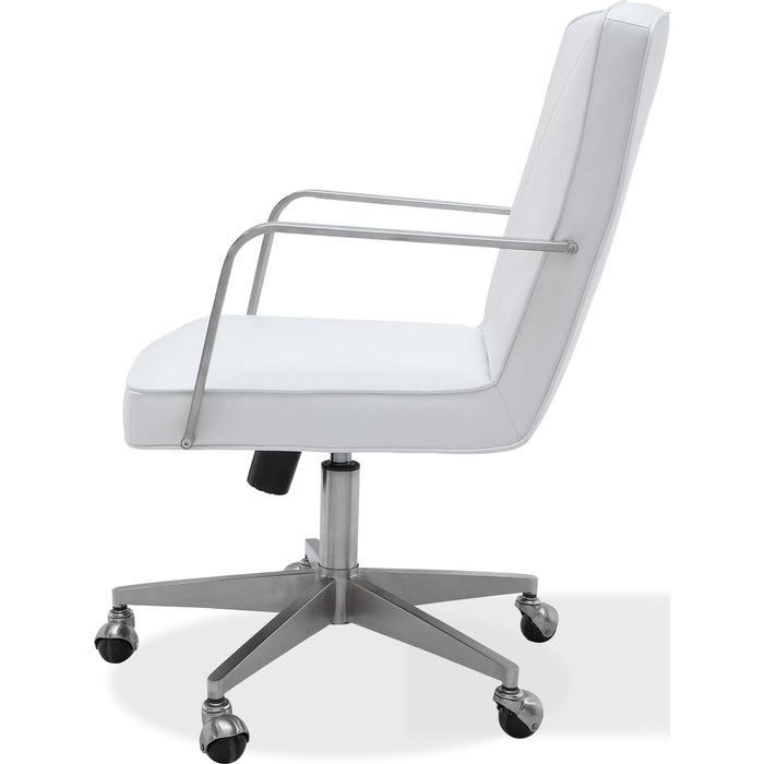 Modus Furniture One Metal Frame Home Office Chair in Brushed Stainless Steel and White Leather 655450404290 JVA417 Main Image