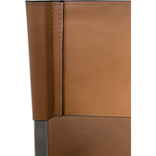 Modus Furniture One Modern Coastal Director s Dining Arm Chair in Cognac and Brushed Stainless Steel 655450404320 JVHH63 Image 1