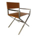 Modus One Modern Coastal Director's Dining Arm Chair in Cognac and Brushed Stainless Steel Main Image