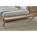 Modus Furniture One Modern Coastal Director s Style Leather Dining Bench in Cognac and Brushed Stainless Steel 655450404337 JVHH65 Main Image