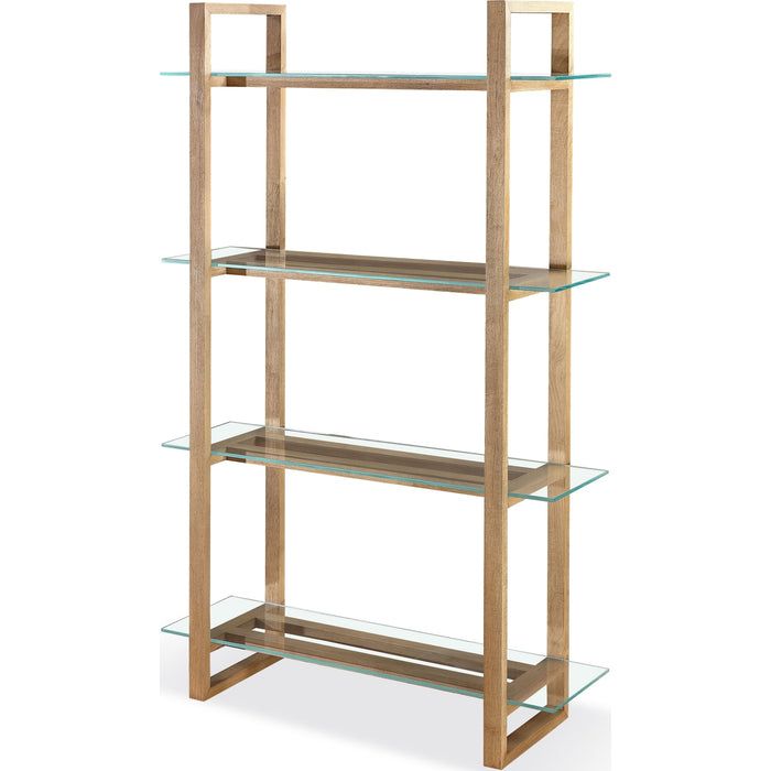 Modus Furniture One Modern Coastal Glass Shelf Bookcase in Solid Wood 655450404658 JVLH19 Image 1