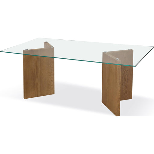 Modus Furniture One Modern Coastal Glass Top Dining Table in White Oak 655450404450 JVLH61 Image 1
