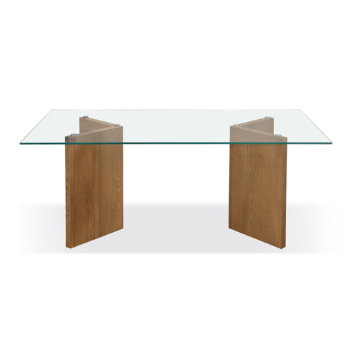 Modus One Modern Coastal Glass Top Dining Table in White OakMain Image