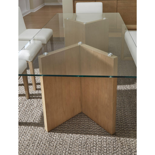 Modus Furniture One Modern Coastal Glass Top Dining Table in White Oak 655450404450 JVLH61 Main Image