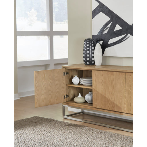 Modus Furniture One Modern Coastal Metal Base Sideboard in White Oak and Brushed Stainless Steel 655450404580 JVLH78G Image 1