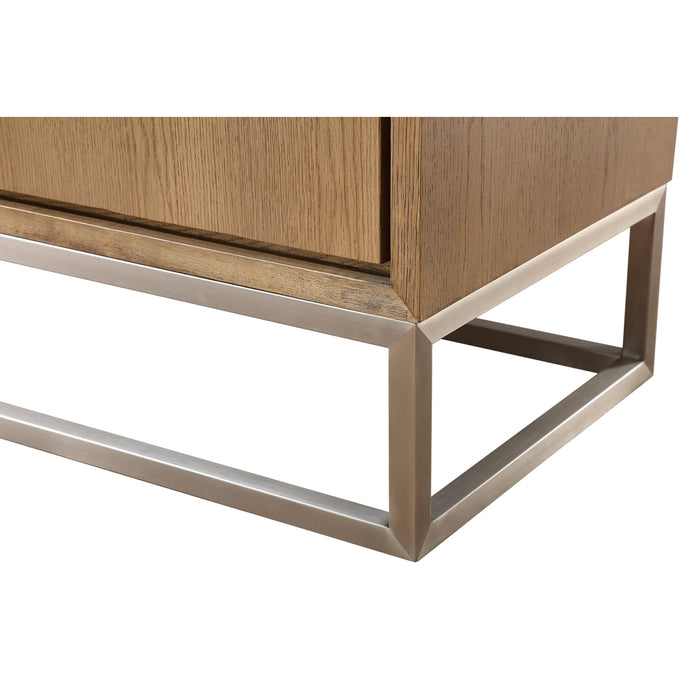 Modus One Modern Coastal Metal Base Sideboard in White Oak and Brushed Stainless Steel Image 1