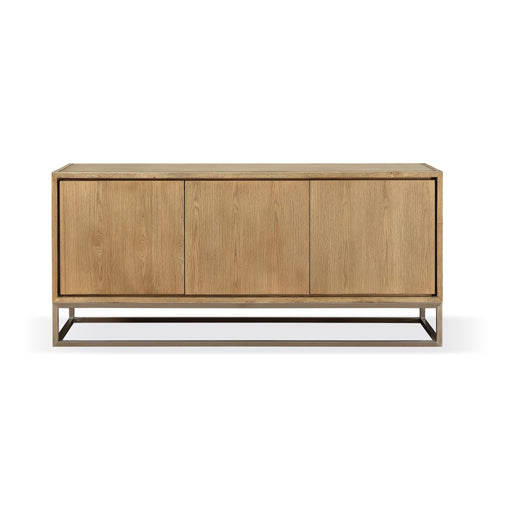 Modus One Modern Coastal Metal Base Sideboard in White Oak and Brushed Stainless Steel Main Image