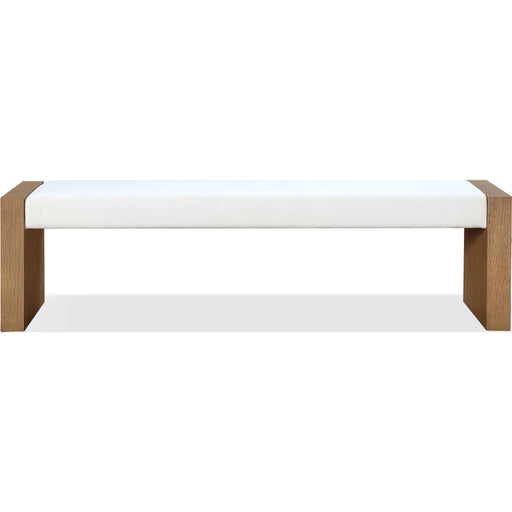 Modus Furniture One Modern Coastal Slab Leg Upholstered Dining Bench in White Oak and White Pearl 655450404566 JVLH71P Image 1