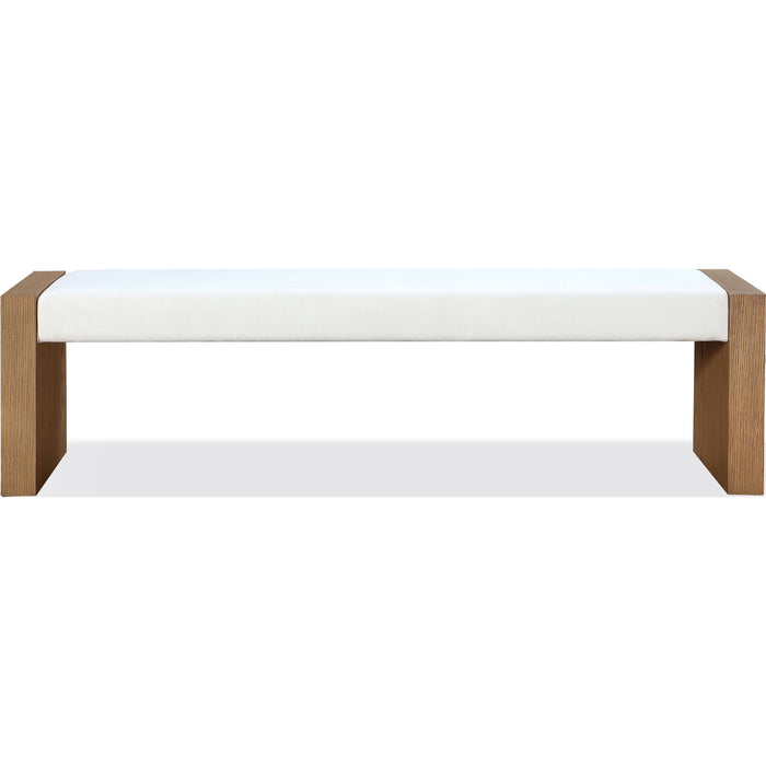 Modus Furniture One Modern Coastal Slab Leg Upholstered Dining Bench in White Oak and White Pearl 655450404566 JVLH71P Image 1