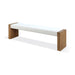 Modus One Modern Coastal Slab Leg Upholstered Dining Bench in White Oak and White PearlImage 2
