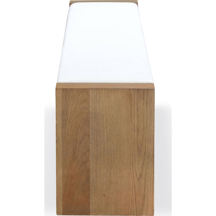 Modus Furniture One Modern Coastal Slab Leg Upholstered Dining Bench in White Oak and White Pearl 655450404566 JVLH71P Image 3