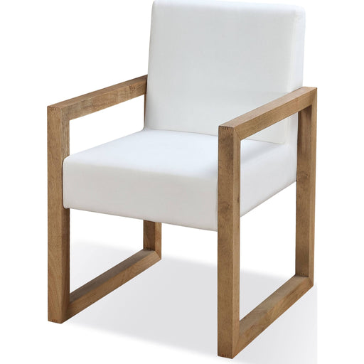 Modus Furniture One Modern Coastal Sled Leg Upholstered Dining Arm Chair in White Pearl and Bisque 655450404535 JVLH64 Image 1