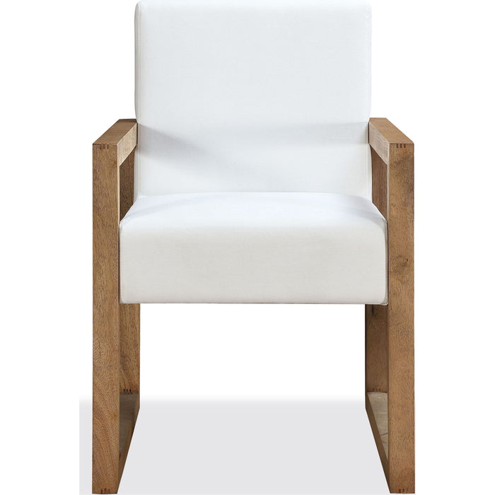 Modus Furniture One Modern Coastal Sled Leg Upholstered Dining Arm Chair in White Pearl and Bisque 655450404535 JVLH64 Image 2