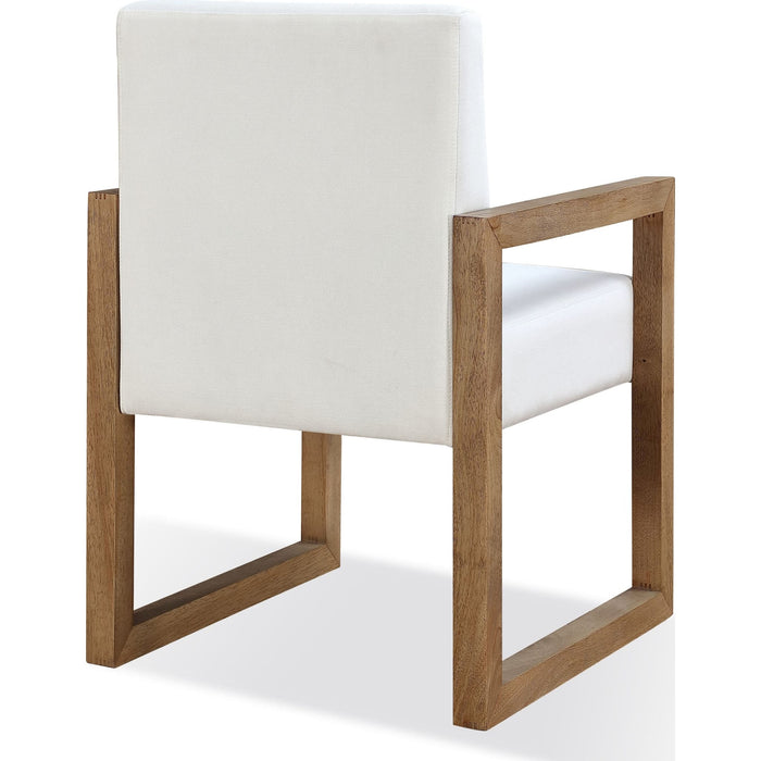 Modus Furniture One Modern Coastal Sled Leg Upholstered Dining Arm Chair in White Pearl and Bisque 655450404535 JVLH64 Image 3