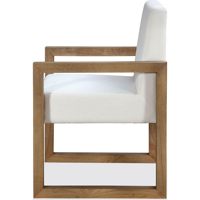 Modus Furniture One Modern Coastal Sled Leg Upholstered Dining Arm Chair in White Pearl and Bisque 655450404535 JVLH64 Image 4