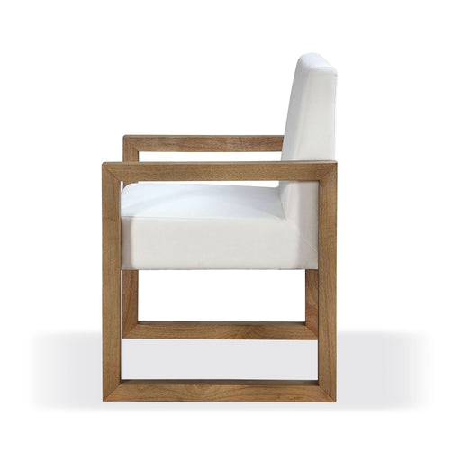 Modus One Modern Coastal Sled Leg Upholstered Dining Arm Chair in White Pearl and BisqueMain Image