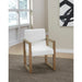 Modus Furniture One Modern Coastal Sled Leg Upholstered Dining Arm Chair in White Pearl and Bisque 655450404535 JVLH64 Main Image
