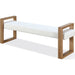 Modus Furniture One Modern Coastal Sled Leg Upholstered Dining Bench in White Pearl and Bisque 655450404559 JVLH71 Image 1