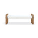 Modus One Modern Coastal Sled Leg Upholstered Dining Bench in White Pearl and Bisque Image 2