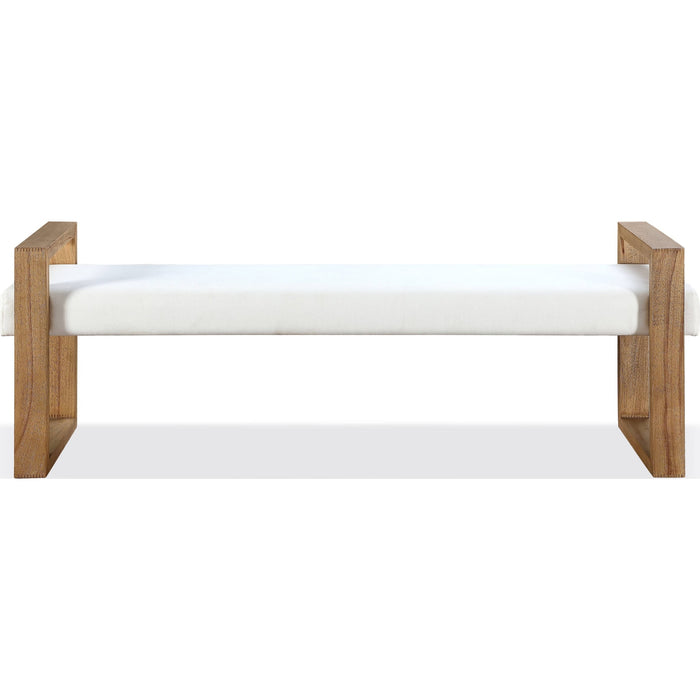 Modus Furniture One Modern Coastal Sled Leg Upholstered Dining Bench in White Pearl and Bisque 655450404559 JVLH71 Image 2
