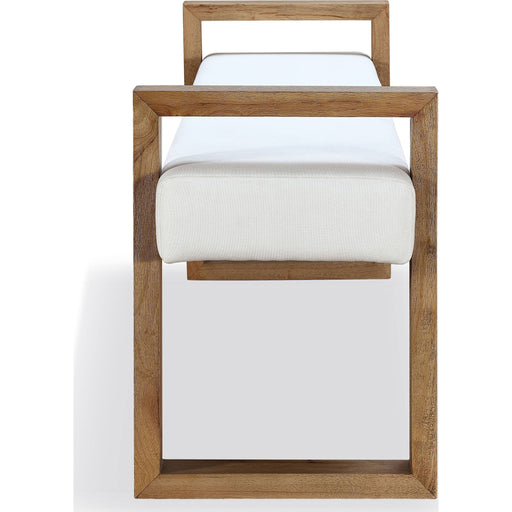 Modus Furniture One Modern Coastal Sled Leg Upholstered Dining Bench in White Pearl and Bisque 655450404559 JVLH71 Image 3