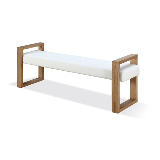 Modus One Modern Coastal Sled Leg Upholstered Dining Bench in White Pearl and Bisque Main Image