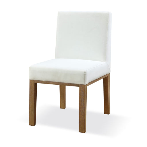 Modus One Modern Coastal Upholstered Dining Side Chair in White Pearl and BisqueMain Image