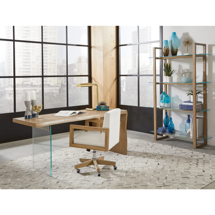 Modus Furniture One Modern Coastal Writing Desk in White Oak and Glass 655450404603 JVLH11 Image 4