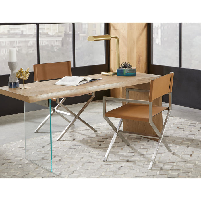 Modus Furniture One Modern Coastal Writing Desk in White Oak and Glass 655450404603 JVLH11 Image 5