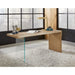 Modus Furniture One Modern Coastal Writing Desk in White Oak and Glass 655450404603 JVLH11 Main Image
