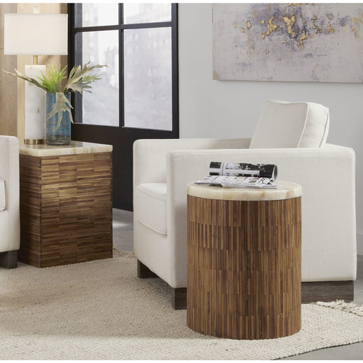 Modus Furniture One Stone Wood Tile End Table in Onyx and Solid Teak 655450405198 JVHS22D Image 1