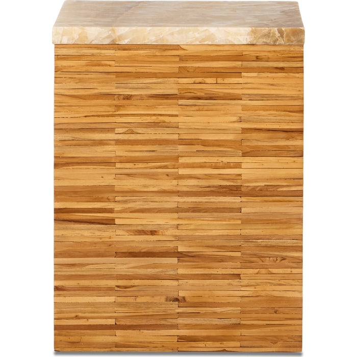 Modus Furniture One Stone Wood Tile End Table in Onyx and Solid Teak 655450405198 JVHS22D Image 4