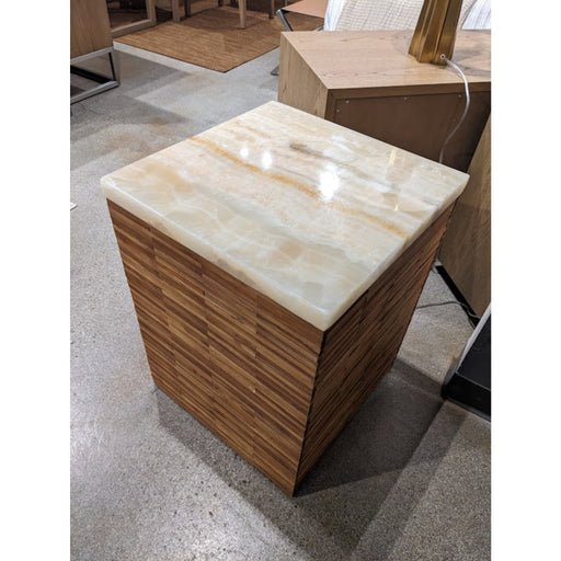 Modus One Stone Wood Tile End Table in Onyx and Solid Teak Main Image