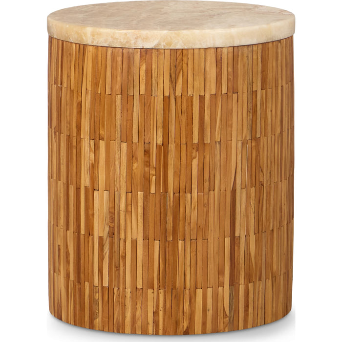 Modus Furniture One Stone Wood Tile Round End Table in Onyx and Solid Teak 655450405211 JVHS22F Image 5